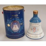 Bell's 1990 Porcelain Wade Decanter to commemorate the 90th Birthday of the Queen Mother. 75cl