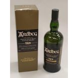 Ardbeg 10Y single islay malt scotch whisky 1L boxed.