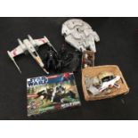 A large collection of Star Wars items to include Star Wars battle of Endor Scalextric set together