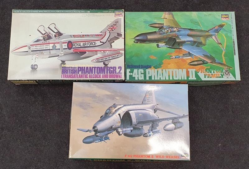 Hasegawa Hobby Kits 3 plastic aeroplane models kits to include F-4G Phantom II Wild Weasel,