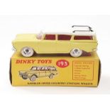 Dinky 193 Rambler Cross Country Station Wagon - yellow body, white roof with black plastic rack, red