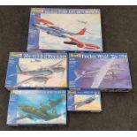 Revell - 5 plastic model aeroplane kits to include F-89 D/J Scorpion, Focke Wulf Ta-154 and