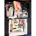 Box of OO model railway accessories to include buildings, Hornby controllers, part model kits etc