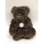 Charlie Bears Alexander teddy bear, CB083807, designed by Isabelle Lee, dark brown plush, with swing