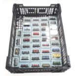 Peco N Gauge line wagons in clear Perspex cases (40).