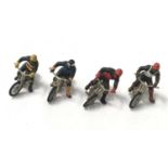Four diecast Speedway motor bikes and plastic riders.
