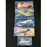 Revell - Collection of five model kits to include BAe 146-200, DC-10 Airbus and others. Seems