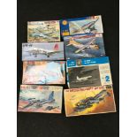 Collection of eight models kits by various makers to include Decal Fiat G.55, Amodel "Provider" HC-