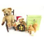 Hermann Apples and Nuts bear together with a Chad Valley bear and boxed Steiff Squirrel Nutkin - box