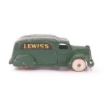 Tootsietoys - rare promotional "Lewis" Delivery Van - finished in green, white rubber wheels -