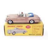 Dinky 194 Bentley Coupe - metallic light brown body, cream interior with blue tonneau, figure