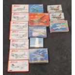 Collection of 14 model airplane kits to include Revell, Aeroclub, Eduard and others. Unchecked for