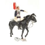 Palitoy Action man with brown flock hair and blue eyes in full guards outfit with horse.