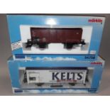 Marklin Maxi Gauge 1 wagons - 54772 Refrigerator Car and 54758 Freight Car, boxed.