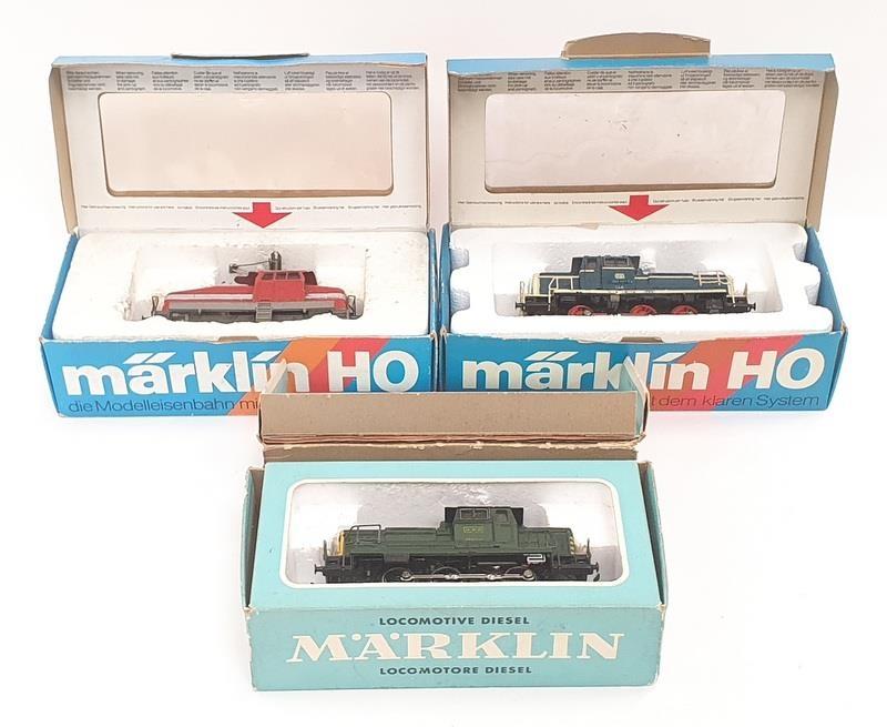 3 boxed Marklin HO 3 rail Diesel locomotives- 3069, 3044 and 3000.