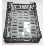 Peco N Gauge line wagons in clear Perspex cases (40).