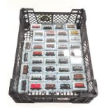 Peco N Gauge line wagons in clear Perspex cases (40).