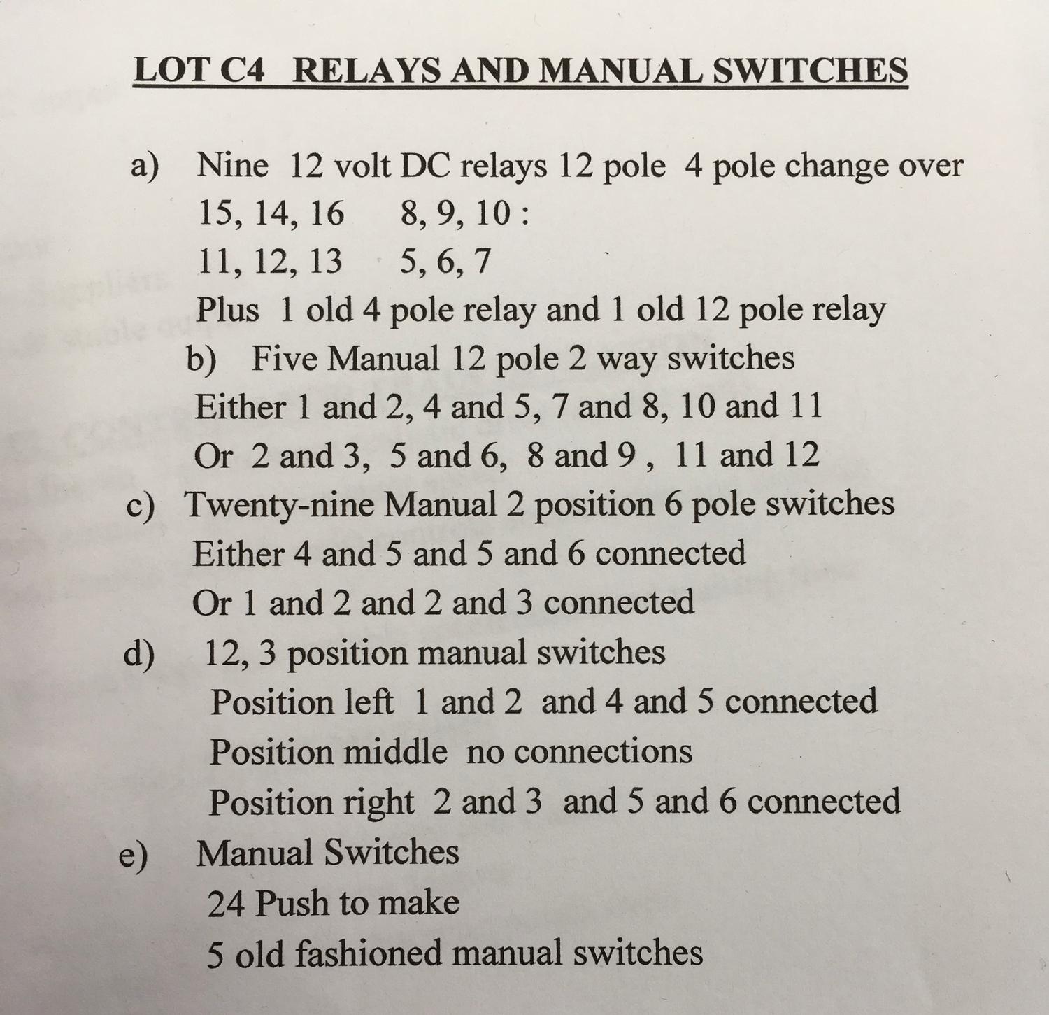 OO Railway relays and manual switches (see photo for details).