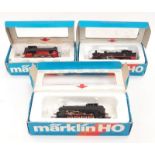 3 Marklin HO Steam locomotives - 3095 in correct box, 3087 in 3000 box and 3031 in unmarked box.