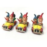 3 x Corgi Toys "Comics" No.801 Noddy's Car - yellow and red body, cast hubs, chrome bumpers,