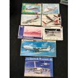 Eight model kits by various makers to include Classic Air Frames Fairey Battle, Hi-Tech Vautour II N