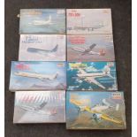 Minicraft 8 plastic aeroplane model kits to include Boeing USAF C-97 Cargo Transport, Boeing 737-