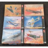 Hobby Craft six boxed model airplane kits: Vicker Super Marine Seafire XV, Vampire T11, Vampire