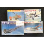 Italeri Four boxed model airplane kits: Focke-Wulf 190 D9, Kaman H-43B Huskie, YF-12 "The Thing",