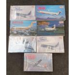 Minicraft 7 plastic model aeroplane kits to include USN Blue Angel, Boeing USAF C-97 Cargo