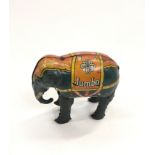 Blomer & Schuler (Germany) tinplate Jumbo clockwork Elephant - version finished in dark grey -