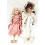 Two German bisque dolls - Armand Marseille 390 and Schoenau & Hoffmeister.