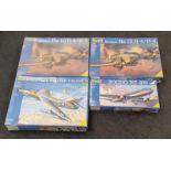 Revell four boxed model airplane kits: Boeing 767-300, Hawker Hunter FGA.9/Mk. 58, Heinkel He 111