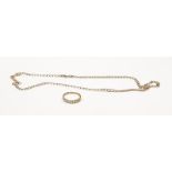 18ct gold ladies 7 stone ring together with a 9ct gold flat link neck chain. ref w76.