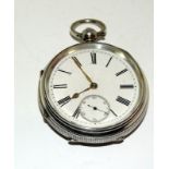 Quality silver h/m open face pocket watch with fussee movement. Ref w80.