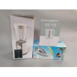 Food blender electric kettle and a Breville steam iron (Ref WP)