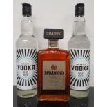 A bottle of Disaronno Liqueur together with two bottles of Co-Op Vodka (REF 7, 11).