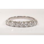 Platinum ladies 7 stone diamond ring approximately 0.5 carat, size P. Ref14