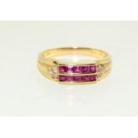A 14ct gold ladies Ruby and Diamond Ring, Size N. (W5)