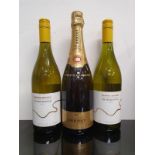 Two bottles of Burra Brook Chardonnay together with a bottle of Bricout Prestige Champagne (REF 5).