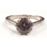 Silver ring with purple stone. (Ref WP)