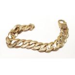9 carat gold Gents flat link bracelet 63 grams. ref 13