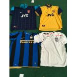 Four football T-shirts - 3 x Nike - Arsenal and Inter Milan and 1 x Umbro - England. (Ref WP)