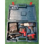 A Bosch GSB 24 ve-2 professional drill with batteries and charger in case (Ref WP)