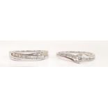 Two Ernest Jones 9 carat gold ladies diamond rings 1 hallmark 0.25 carat, size p. Ref 16