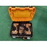 A Dewalt case with two drills, power boost and bits. (REf 24)