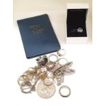 A selection of miscellaneous jewellery and coins to include gold and silver. Ref 47 50 88 92 93