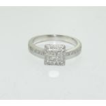 Ladies diamond Cartier style platinium ring size M ref h48