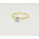 Ladies diamond solitaire ring approx 0.50 points set in 18ct gold size N (Ref WP)