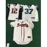 Two American football shirts - Nike - Patriots and Reebok - Seahawk?s together with Baseball