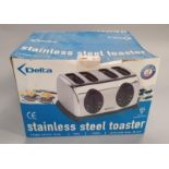 A new delta stainless steel 4-slice toaster in its box(Ref WP)